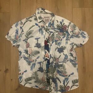 BAMBOO Blue and Green Casual Button Down Shirt